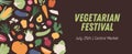 Design of advertising banner for vegetarian festival. Horizontal background with place for text and organic farm