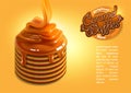 Design advertising waffles with caramel. Place for your text. Highly realistic illustration