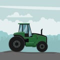 Vector design of agricultural tractor. Heavy agricultural machinery for agricultural work Royalty Free Stock Photo