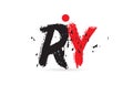 alphabet letter combination RY R Y with grunge texture logo