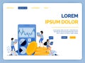 Design of application for managing and analyzing financial and investment performance automatically. vector illustration can be
