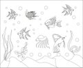 Design Aqua Fish Coloring Page Outline Art Vector cdr coreldraw x16 cdr