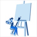 Artist. The character writes with a brush on an easel.