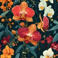 Organic pattern inspired by the intricate details of a blooming orchid. AI Generated