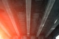 The design of the automobile bridge, overpass, view from below Royalty Free Stock Photo