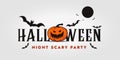 design background of halloween event logo vector illustration, night scary party pumpkin Royalty Free Stock Photo