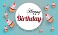 Design background Happy Birthday with yummy cupcake. vector illustration.