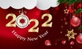 Design background 2022 New Year and Merry Christmas with Christmas balls toys. vector illustration.