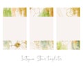 Design backgrounds for social media banner with abstract golden flowers and leaves. Set of Instagram post frame