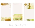 Design backgrounds for social media banner with abstract golden leaves and flowers. Set of Instagram post frame