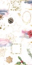 Design backgrounds for social media banner with Christmas symbols, textures and plants. Poinsettia, cookies, star set of Instagram Royalty Free Stock Photo