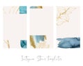 Design backgrounds for social media banner with golden underwater plants. Set of Instagram post frame templates. Mockup