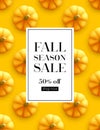 Design banner Autumn sale. Fall poster design on the pumpkin seamless patttern. Vector illustration Royalty Free Stock Photo