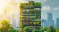 design banner for smart agriculture using vertical farming techniques in urban agriculture with innovative structures Royalty Free Stock Photo