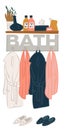 Bathroom interior design, rack with bathrobes and slippers Royalty Free Stock Photo