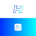 Design a beautiful letter H logo, H letter technology logo vector image