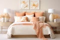 a design for a bedroom inspired by Peach Fuzz Elegance