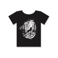 design black t-shirt with shilhouette of wolf vector design
