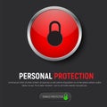 Design of a black web banner with a red round button and an icon Royalty Free Stock Photo
