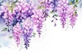 Design blossom flowers summer nature background background lilac floral purple leaves plant watercolor spring Royalty Free Stock Photo