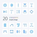20 Design Blue Color icon Pack like path bezier write anchor font