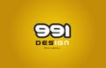 991 number numeral digit white on yellow background Royalty Free Stock Photo