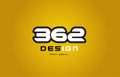 362 number numeral digit white on yellow background Royalty Free Stock Photo