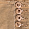 Design botton of brown shirt on fabric textile