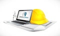 Design and build house construction concept - architect computer tools Royalty Free Stock Photo