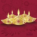 Design of burning diwali diya for greeting card