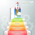 Design business staircase doorway concept, startup infographics. Vector illustration