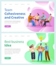Design of business websites, landing page, team cohesiveness and creative, best business idea