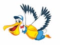 Pelican bird mail cartoon vector