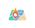 Flame Map Logo Icon Design