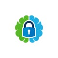 Lock Brain Logo Icon Design