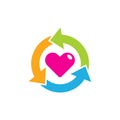 Recycle Love Logo Icon Design