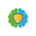 Shield Brain Logo Icon Design