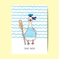 Design of cards with cute goose sailor.