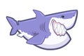 Shark blue cute cartoon in vector