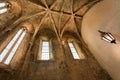 Design of ceiling and walls with lantern inside the ancient Gothic building of old church Royalty Free Stock Photo