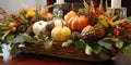 Design a centerpiece for a Thanksgiving dinner party with one generative AI