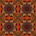 Design for ceramic tiles, majolica, ornament freehand. Bright natural ornament in shining orange and brown tones