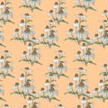 Design chamomile field meadow spring summer flowers seamless pattern on light beige background.Trendy dissipative floral texture Royalty Free Stock Photo