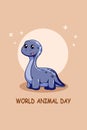 Design character of dinosaur in world animal day Royalty Free Stock Photo