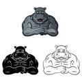 Design character rhino with line art black and white