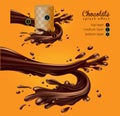 Design of chocolate advertising. Multilayer effect, the ability to insert your object. 3D vector. High detailed realistic