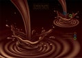 Design of chocolate advertising. Multilayer effect, the ability to insert your object. 3D vector. High detailed realistic