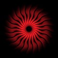 Design of a circle of wavy lines. Red circular figure, a template for creative ideas, creativity