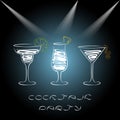 Design for cocktail party invitation with cocktails. Royalty Free Stock Photo