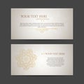 Design collection with mandala symbols. Set of business cards with circle ornament. Royalty Free Stock Photo